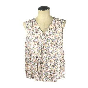 Sonoma Pleated V-Neck Blouse Wide Straps Floral Multi Color Size XXL